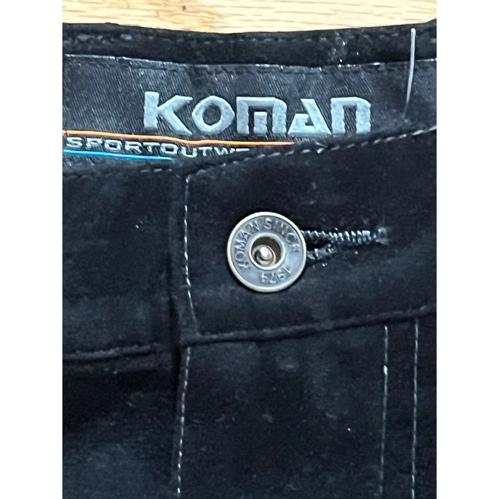 Koman Sportoutwear Mens Black Faux Suede Carpenter Pants Double Knee 36x32